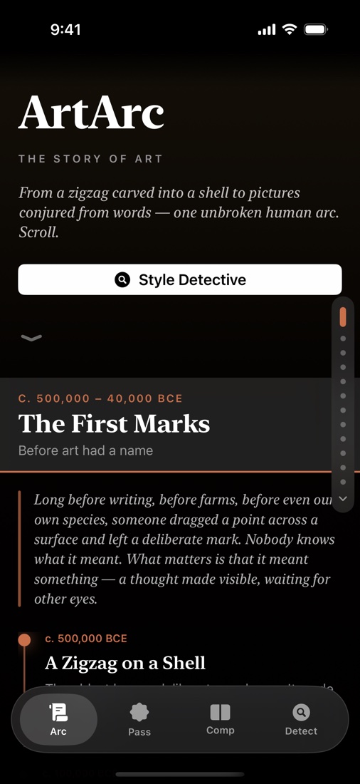 ArtArc screenshot — Timeline