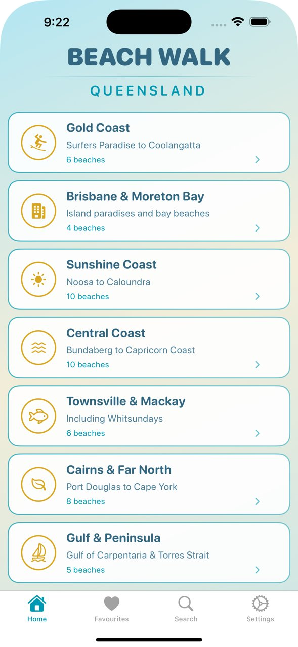 Beach Walk QLD screenshot — Queensland regions
